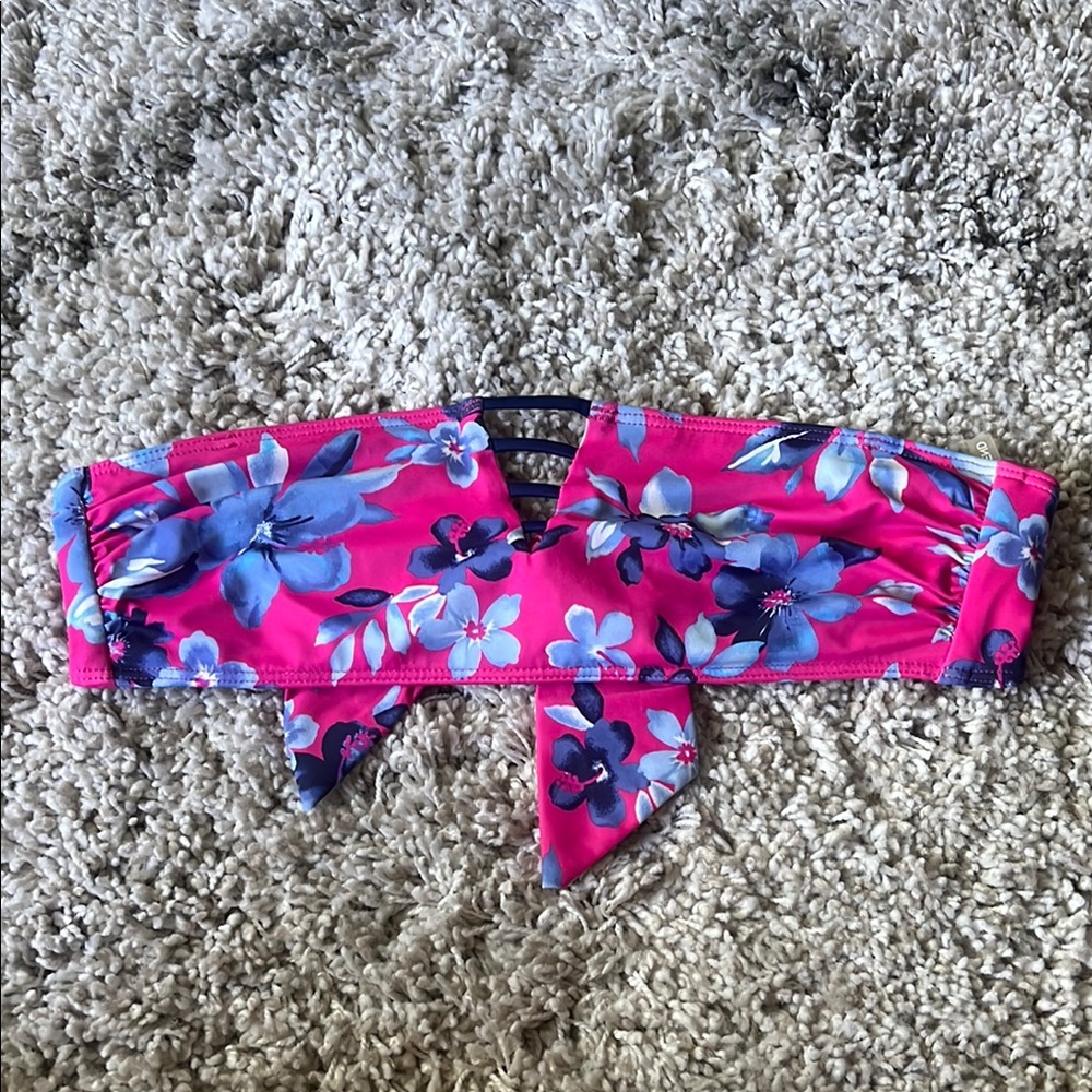 Floral Pink and Blue Bikini Top